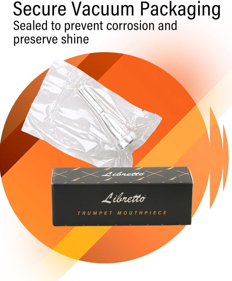 Libretto 3C Bullet Shape Trumpet Mouthpiece, Silver Plated, Compatible with C and B♭ Trumpets, Designed for Advanced Players - Image 4